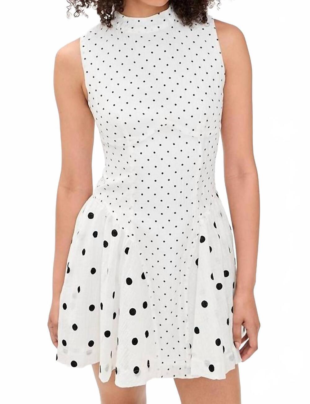 NEW ANOTHER GIRL polka-dot mix gathered hip mini dress in white